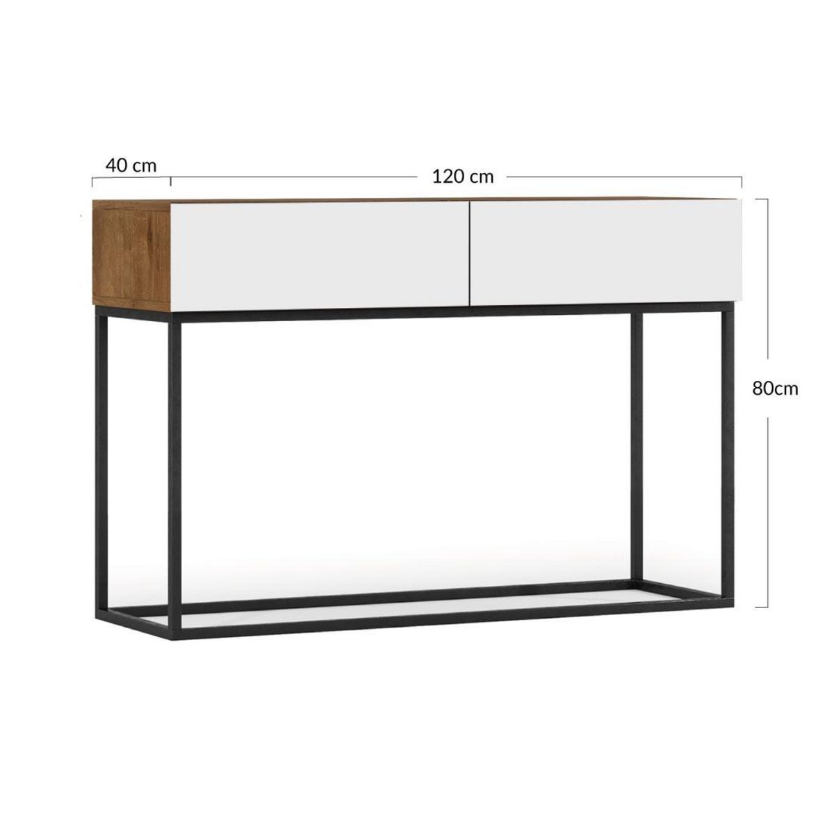 BEST MOBILIER Roman - console - bois et blanc - 2 tiroirs - 120 cm