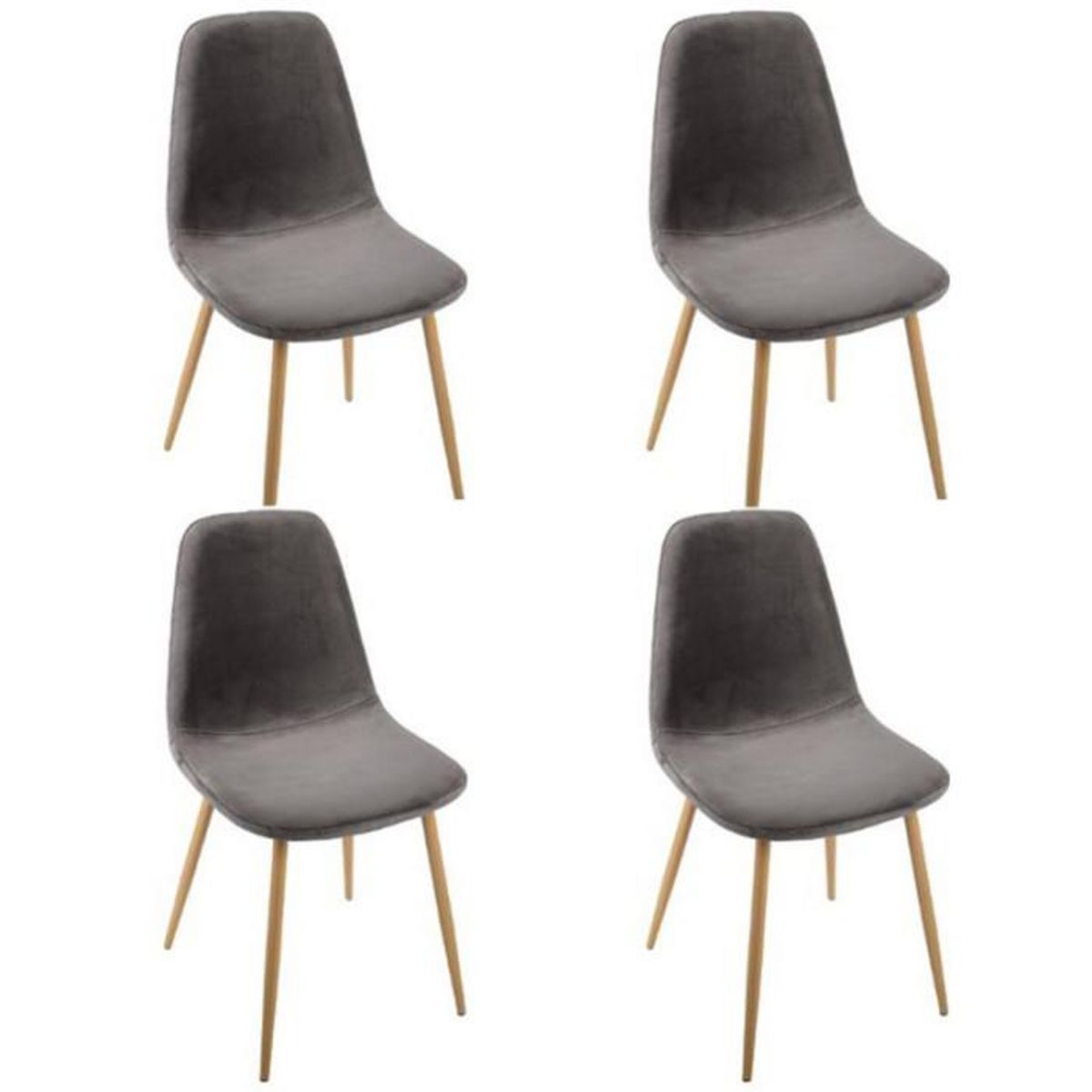 ATMOSPHERA Lot de 4 Chaises en Velours  Roka  85cm Gris