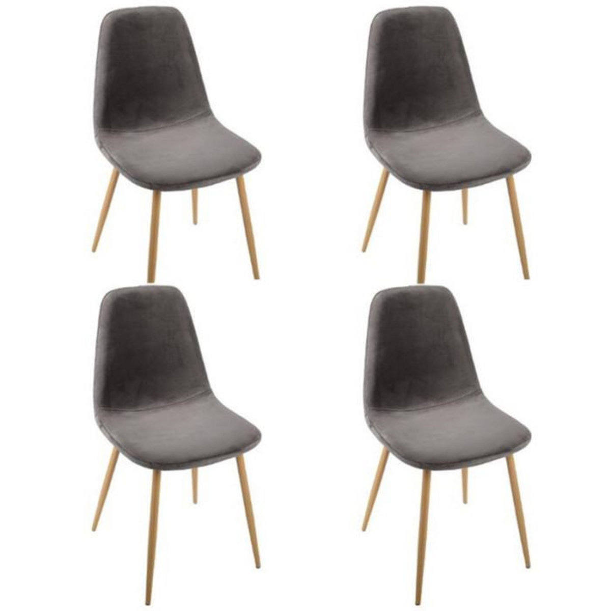 ATMOSPHERA Lot de 4 Chaises en Velours  Roka  85cm Gris