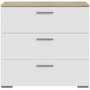 Voir la diapositive 4 : MARKET24 Commode BASJANA - 3 tiroirs - Décor chene sonoma et blanc mat - L80,2 x P41,3 x H75,8 cm
