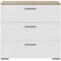 Voir la diapositive 4 : MARKET24 Commode BASJANA - 3 tiroirs - Décor chene sonoma et blanc mat - L80,2 x P41,3 x H75,8 cm