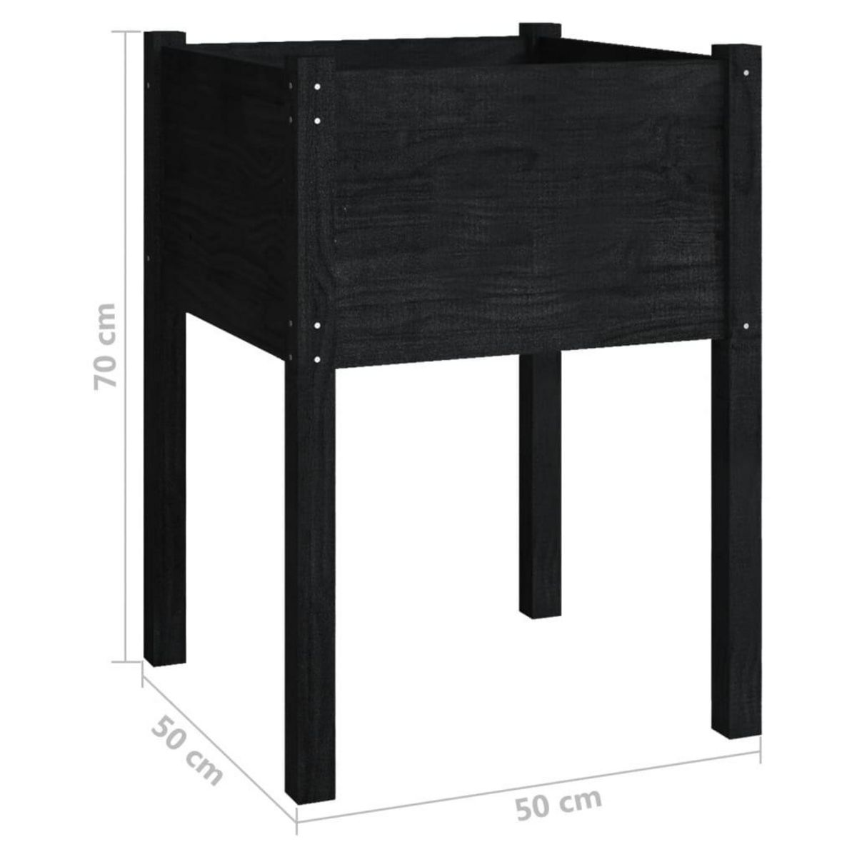 VIDAXL Jardinieres 2 pcs Noir 50x50x70 cm Bois de pin massif