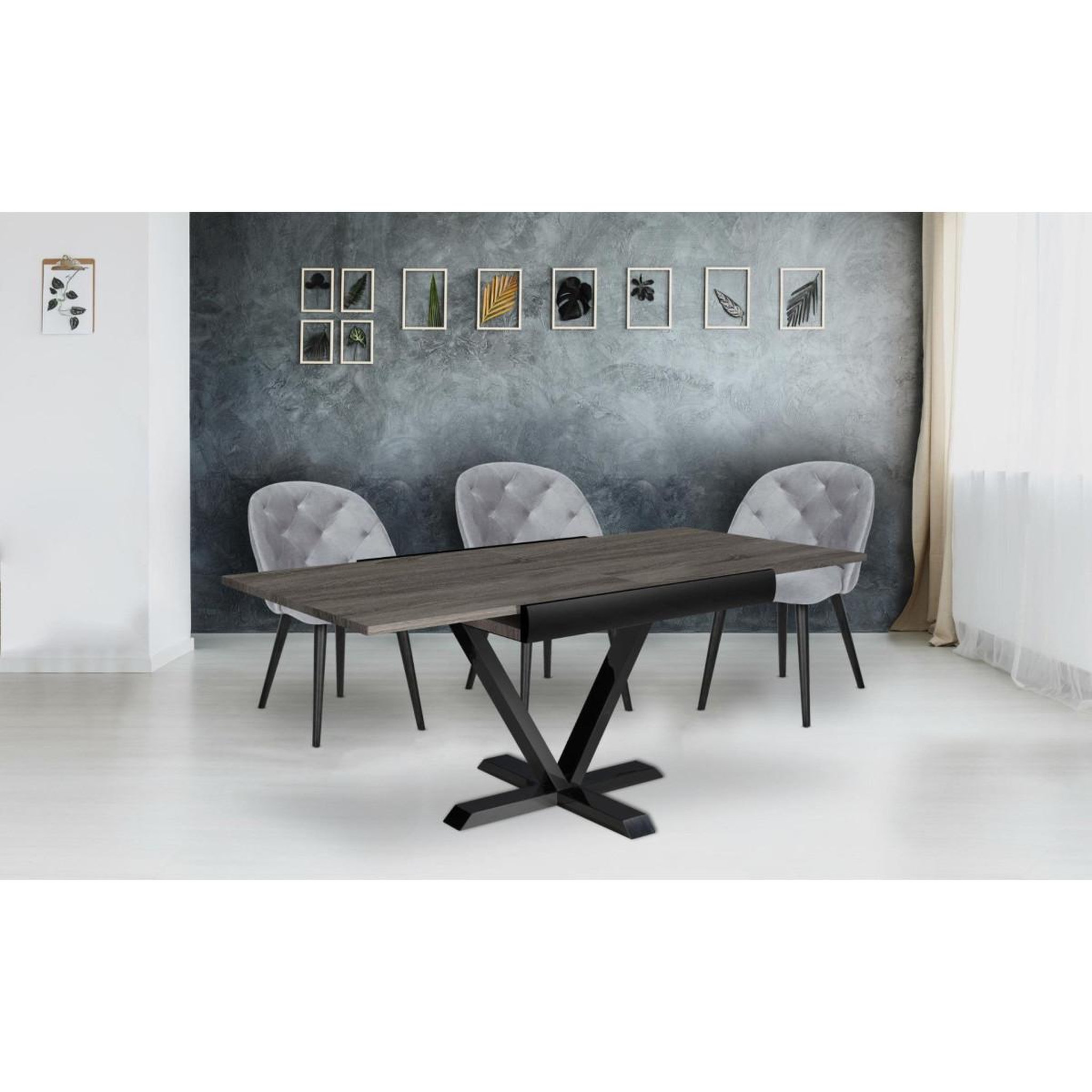 Voir la diapositive 4 : Paris Prix Table à manger extensible  shoreditch  90-180cm marron