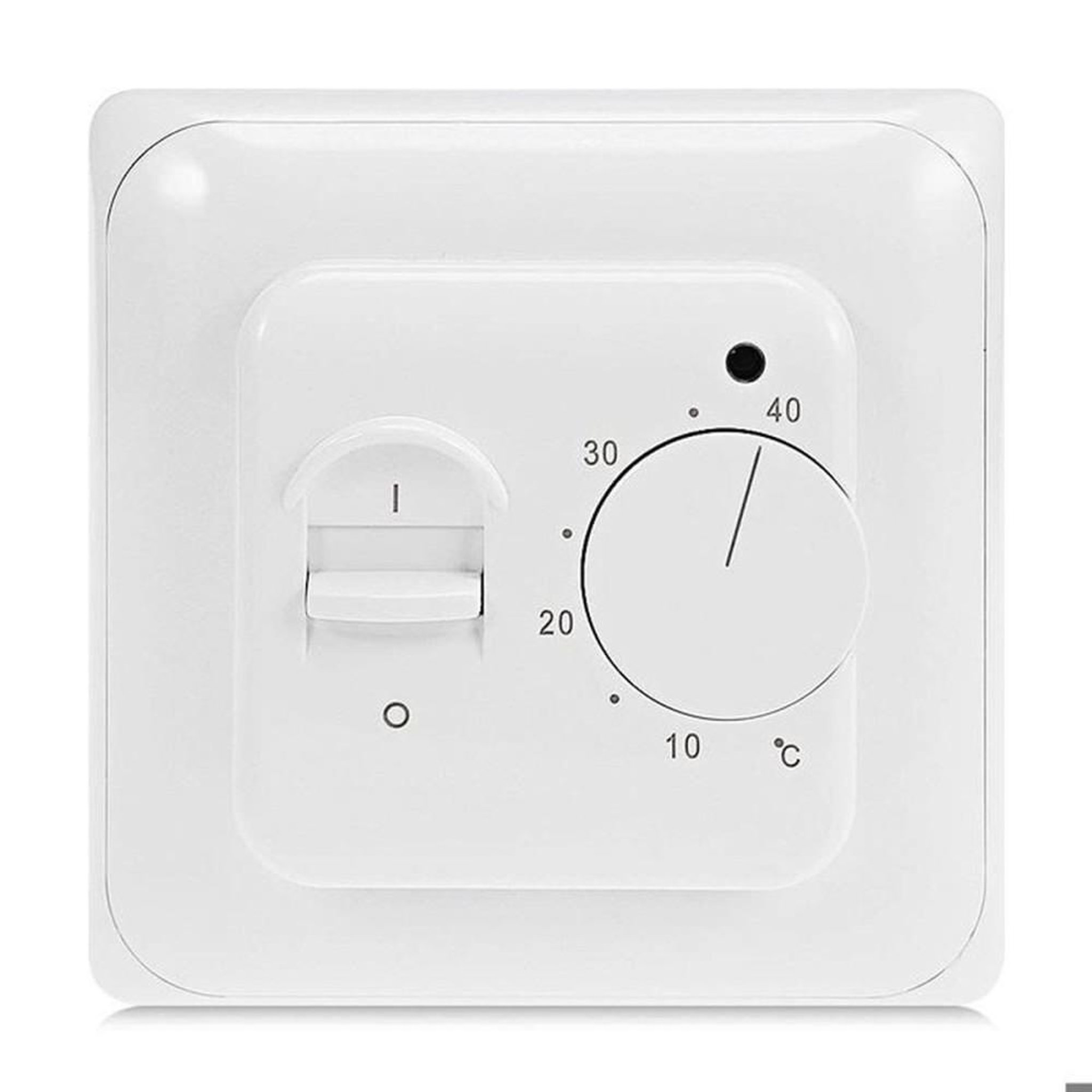 Thermostat d'ambiance manuel blanc pour chauffage au sol électrique AC230V 16A, sonde de sol NTC 3 m, montage encastré, IP20, voyant LED