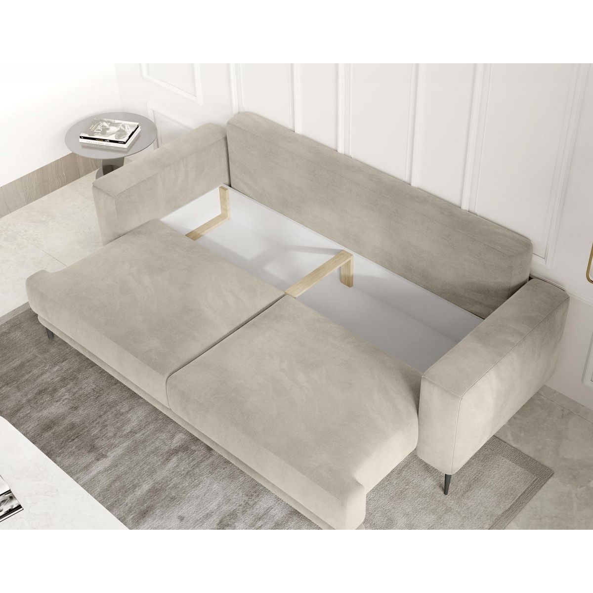 BEST MOBILIER Bucay - canapé 3 places - convertible avec coffre - en velours