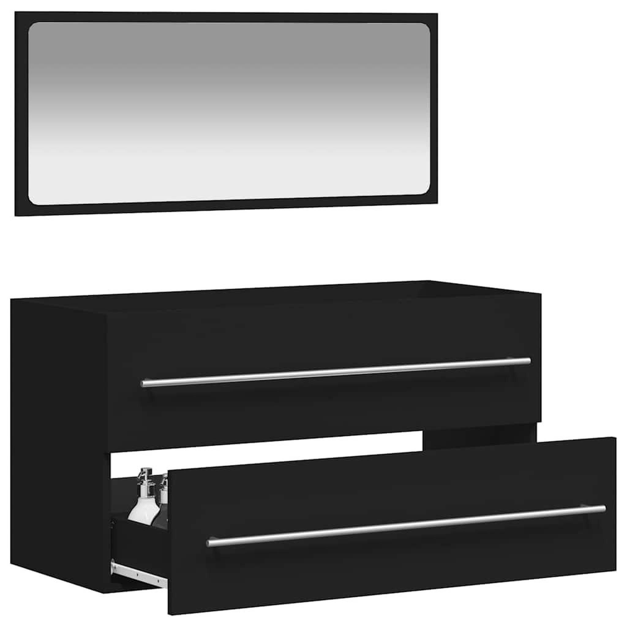 Voir la diapositive 3 : VIDAXL Armoire de salle de bain avec miroir noir bois d'ingenierie