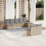 VIDAXL Salon de jardin avec coussins 9 pcs beige resine tressee