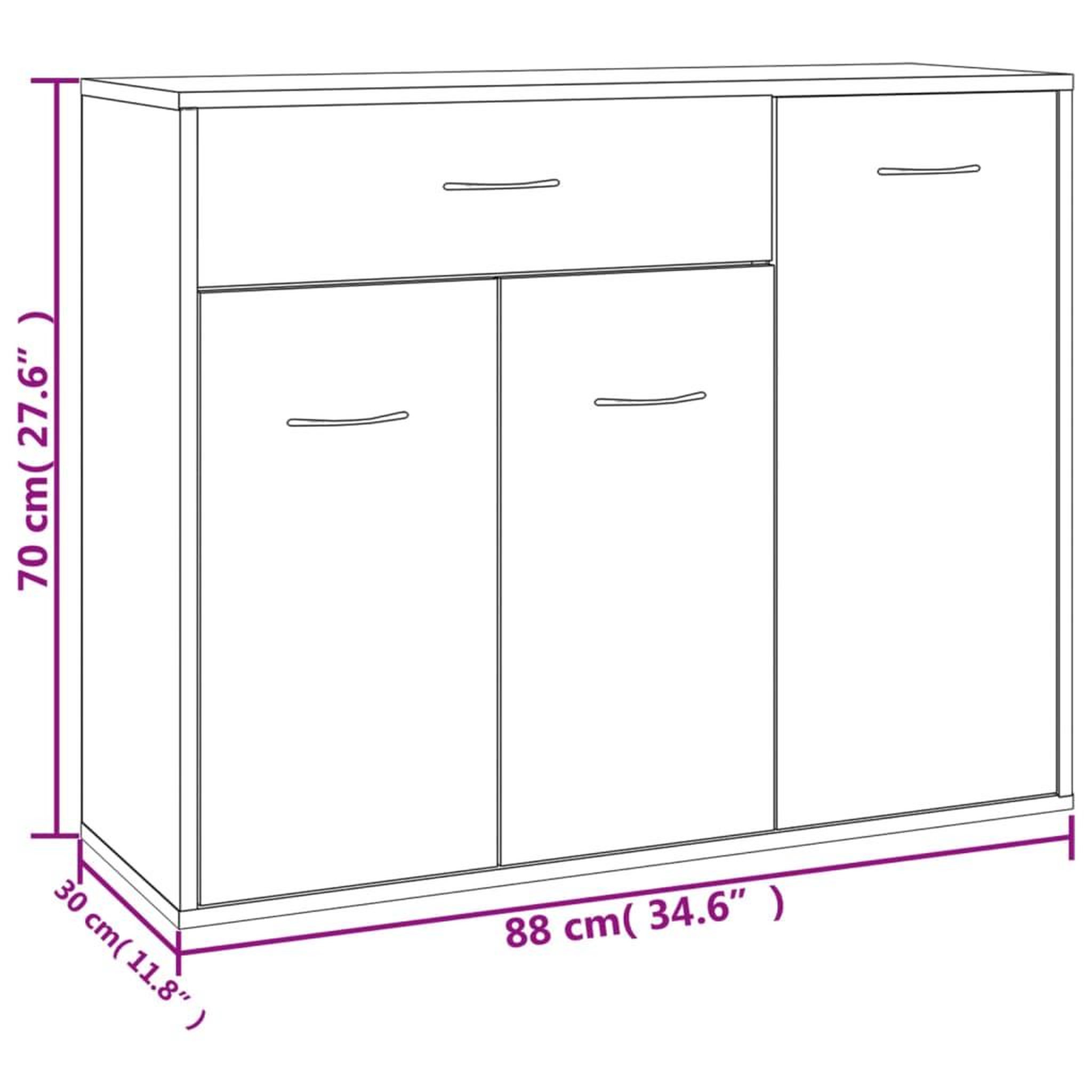 Voir la diapositive 6 : VIDAXL Buffet Gris beton 88x30x70 cm Bois d'ingenierie