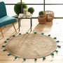 Voir la diapositive 5 : Paris Prix Tapis Déco Rond en Jute  Shira  120cm Turquoise