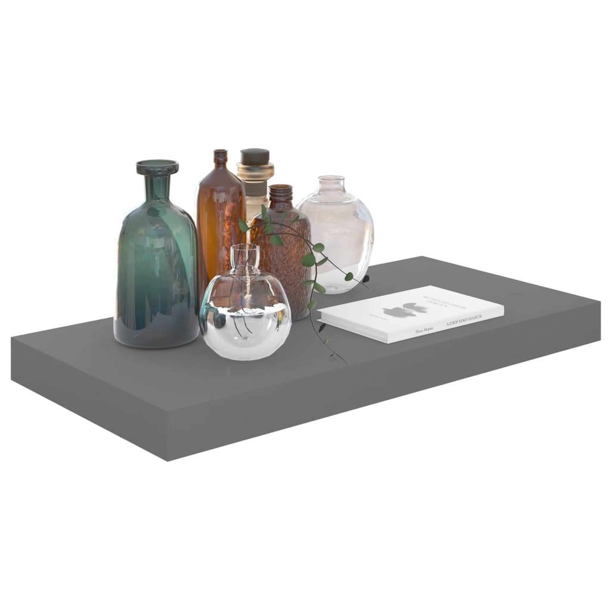 Voir la diapositive 3 : VIDAXL Etagere murale flottante Gris brillant 50x23x3,8 cm MDF