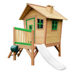 Axi House Maisonnette Robin marron-vert toboggan blanc