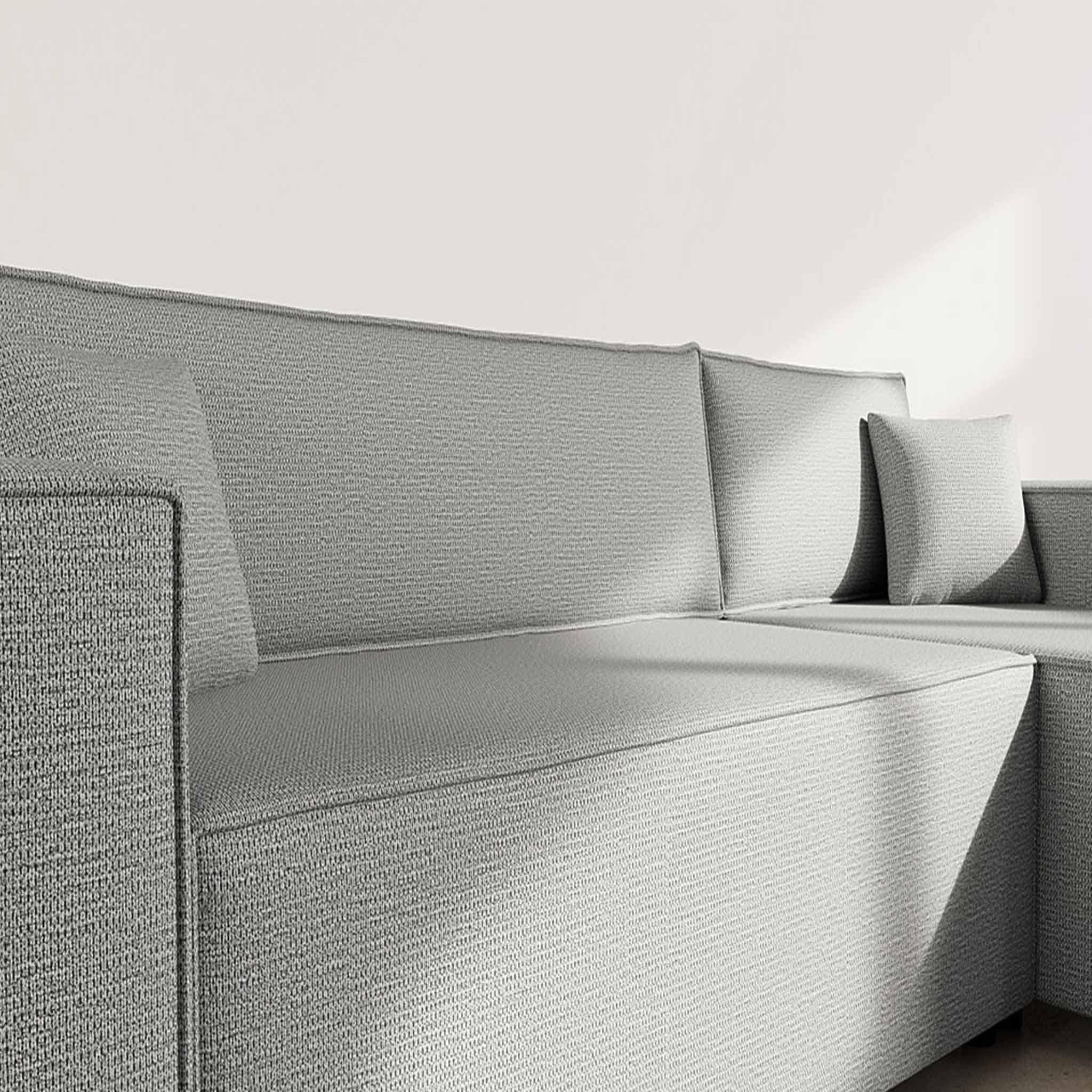 Voir la diapositive 4 : BEST MOBILIER Jonas - canapé d'angle réversible 4 places convertible avec coffre en tissu texturé