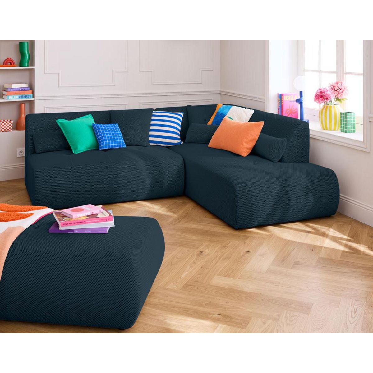 LISA DESIGN Onyx - pouf d'appoint - en tissu mailles 3d