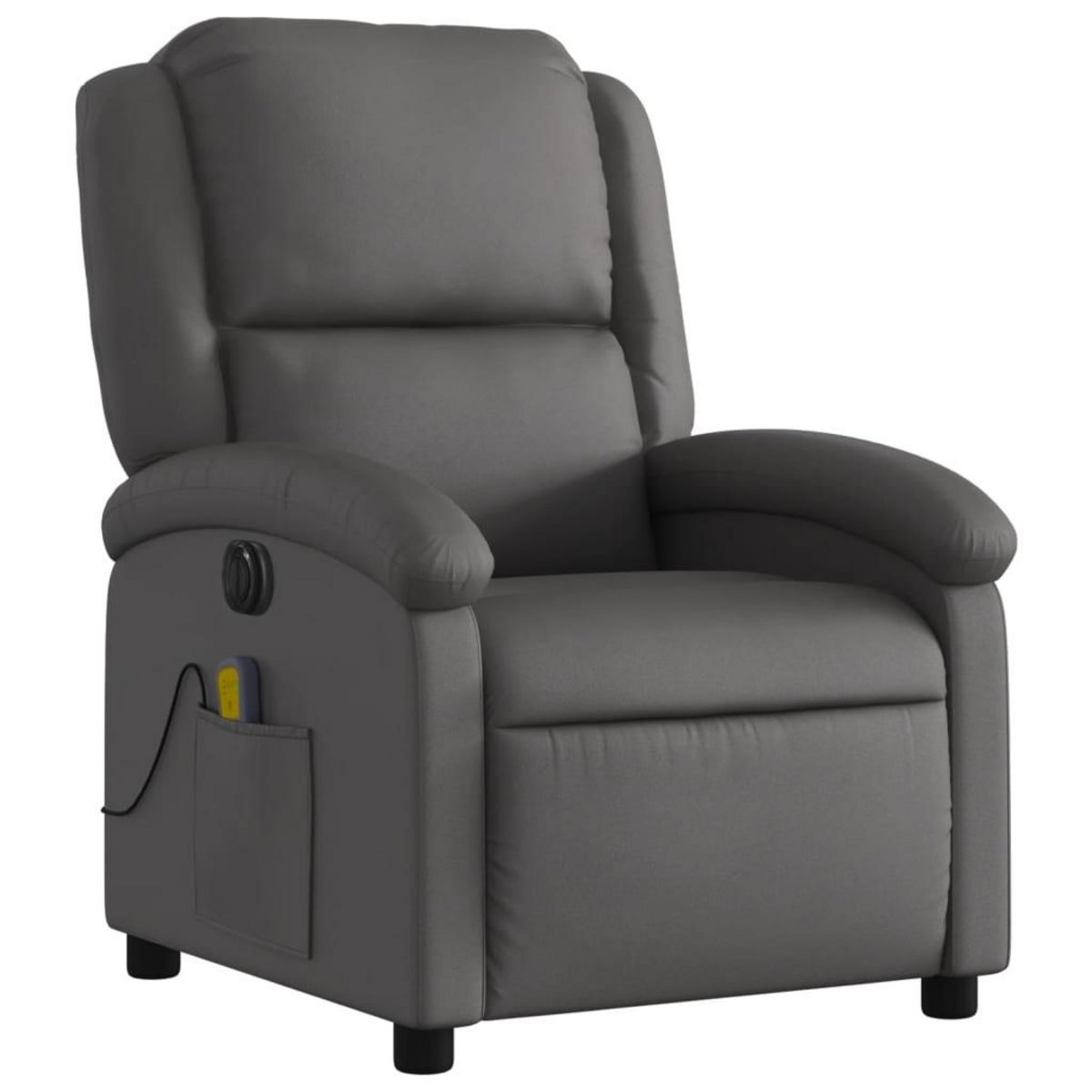 VIDAXL Fauteuil de massage inclinable electrique gris cuir veritable