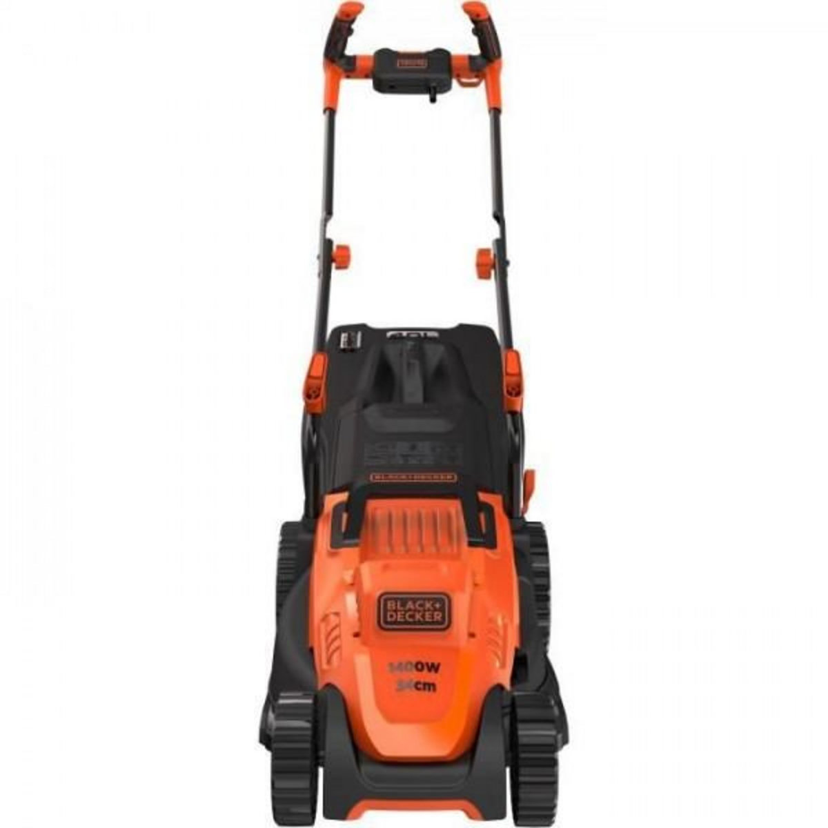 Black et Decker Tondeuse a Gazon BLACK+DECKER   Filaire 1400W Poignée BIKE BEMW461BH-QS 34 cm - 6 Hauteurs Réglables - Idéale pour 300 a 400m²