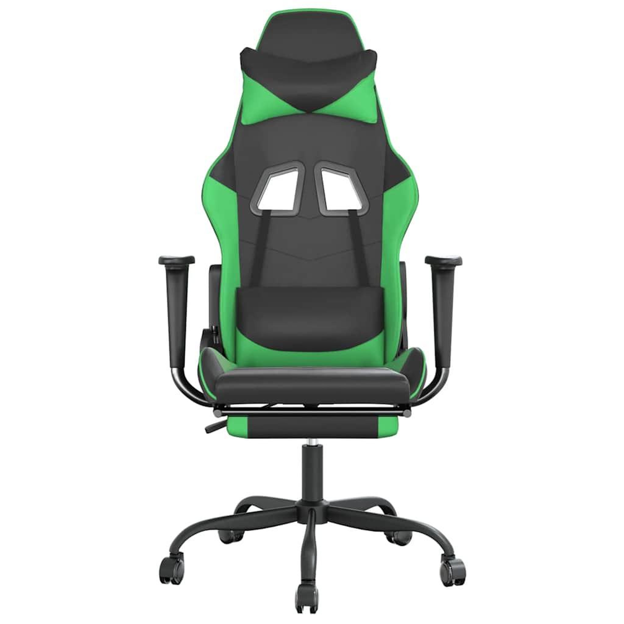 Voir la diapositive 4 : VIDAXL Chaise de jeu de massage et repose-pied Noir et vert Similicuir