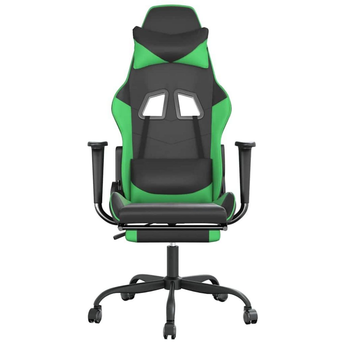 VIDAXL Chaise de jeu de massage et repose-pied Noir et vert Similicuir