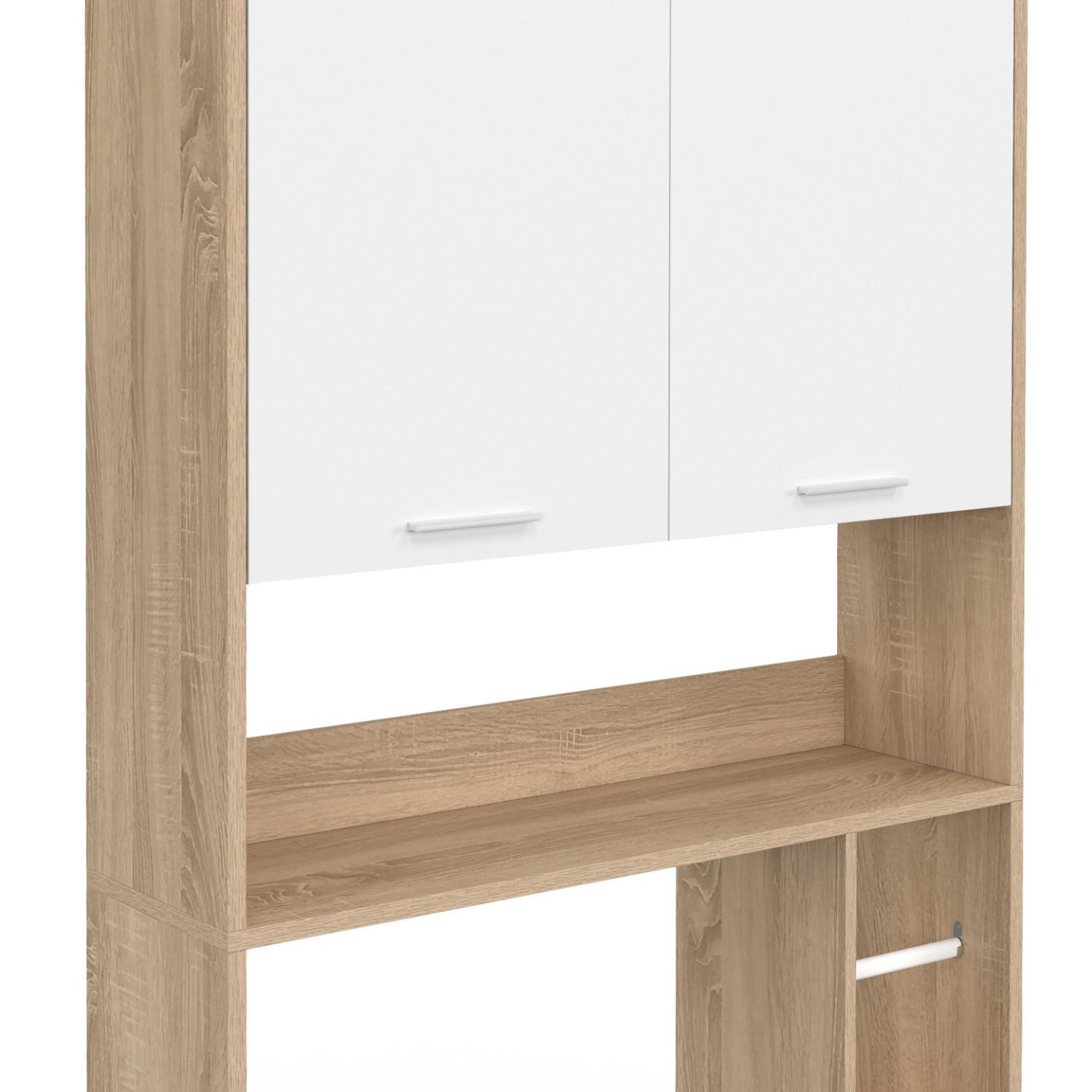 Voir la diapositive 6 : ID MARKET Meuble étagère dessus wc wallis bois façon hêtre et blanc