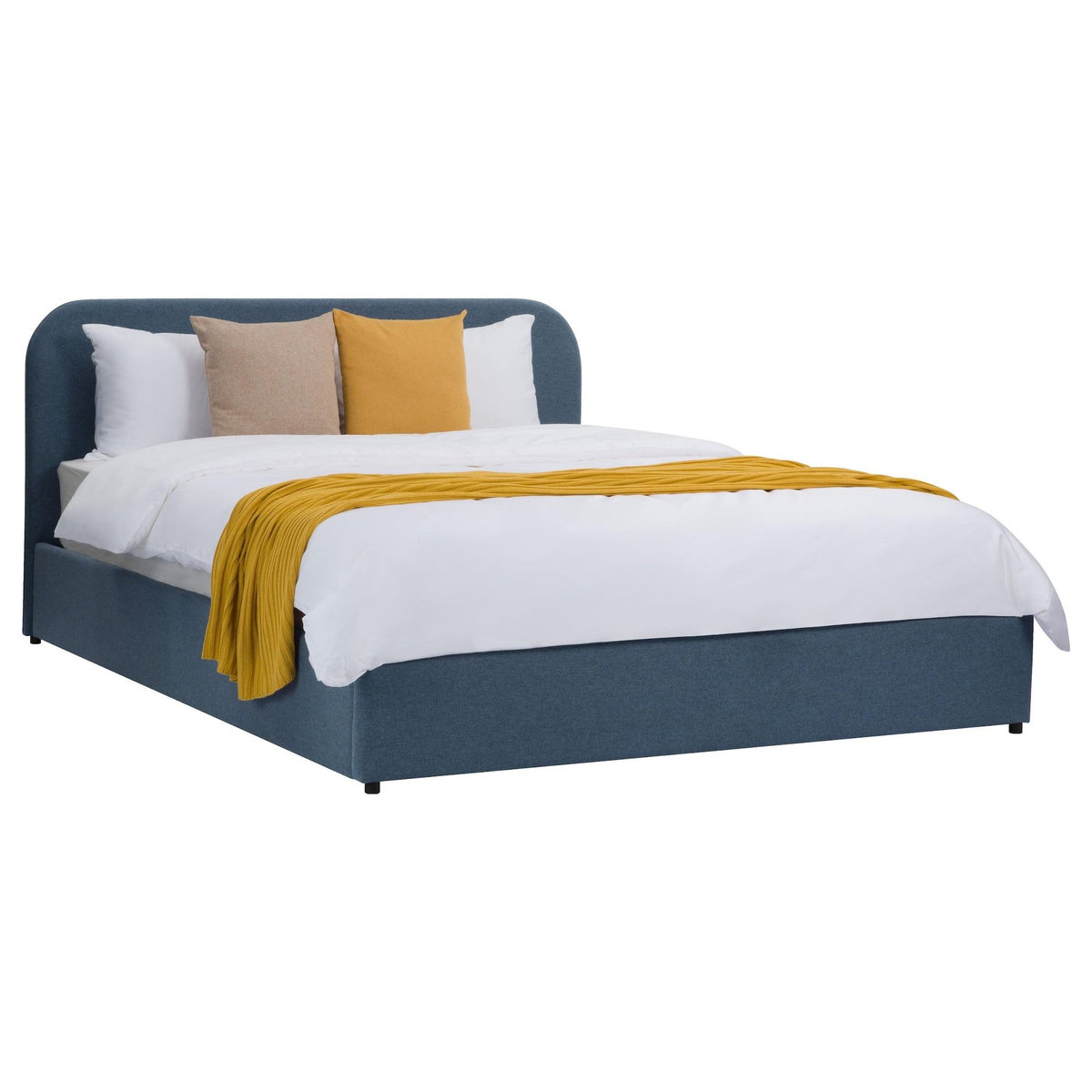 Rendez vous déco Lit double avec coffre 140x190 cm en tissu bleu-Tilly