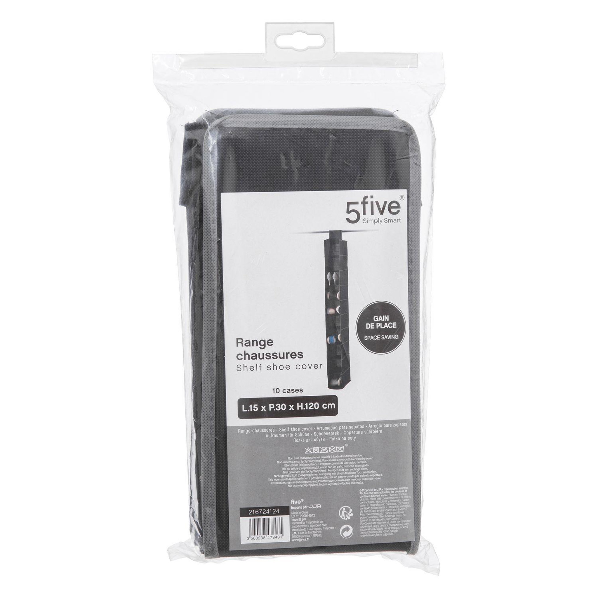 Voir la diapositive 3 : FIVE Rangement 10 cases pour chaussures - noir