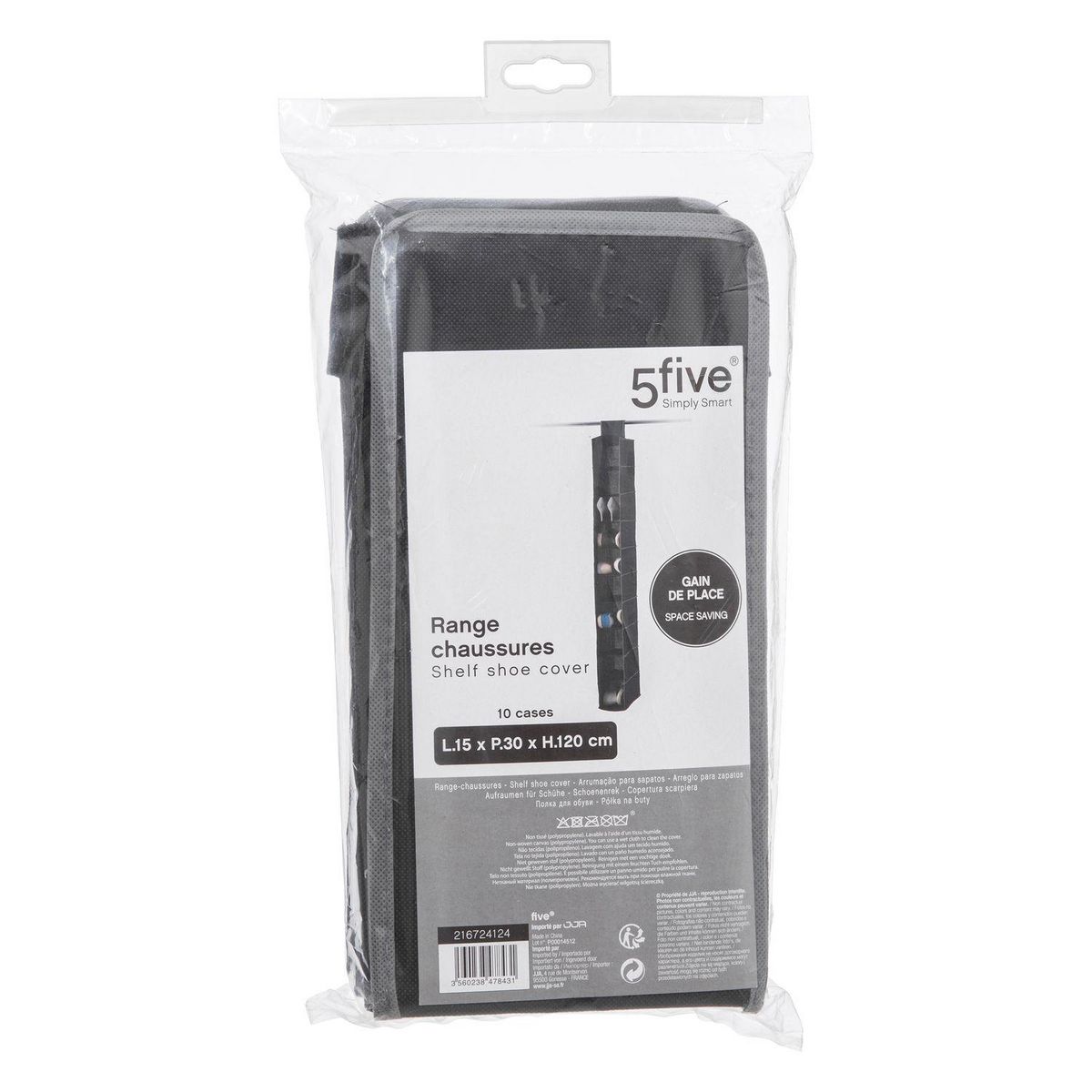 FIVE Rangement 10 cases pour chaussures - Noir