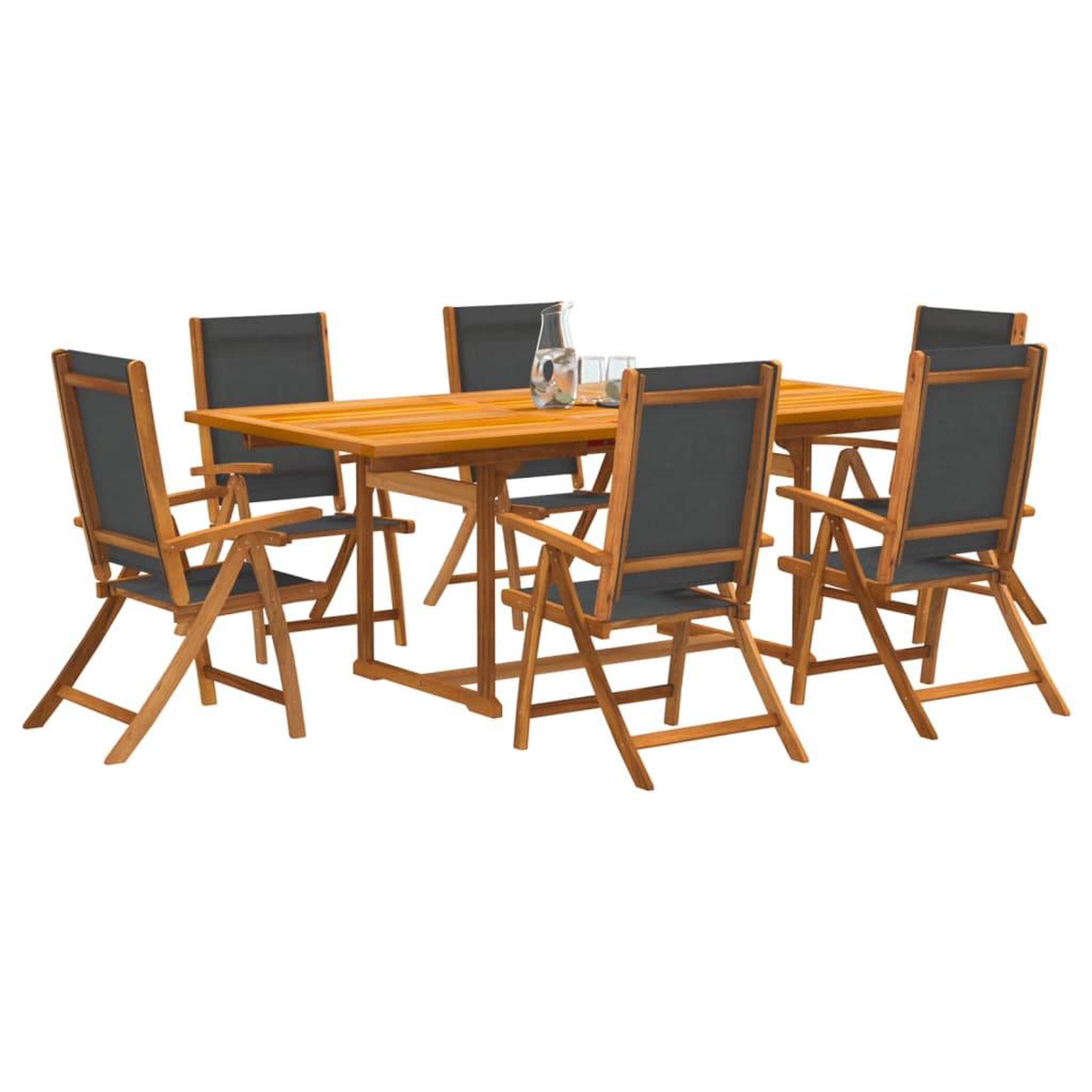 VIDAXL Ensemble a Manger de jardin 7pcs bois d'acacia solide textilene