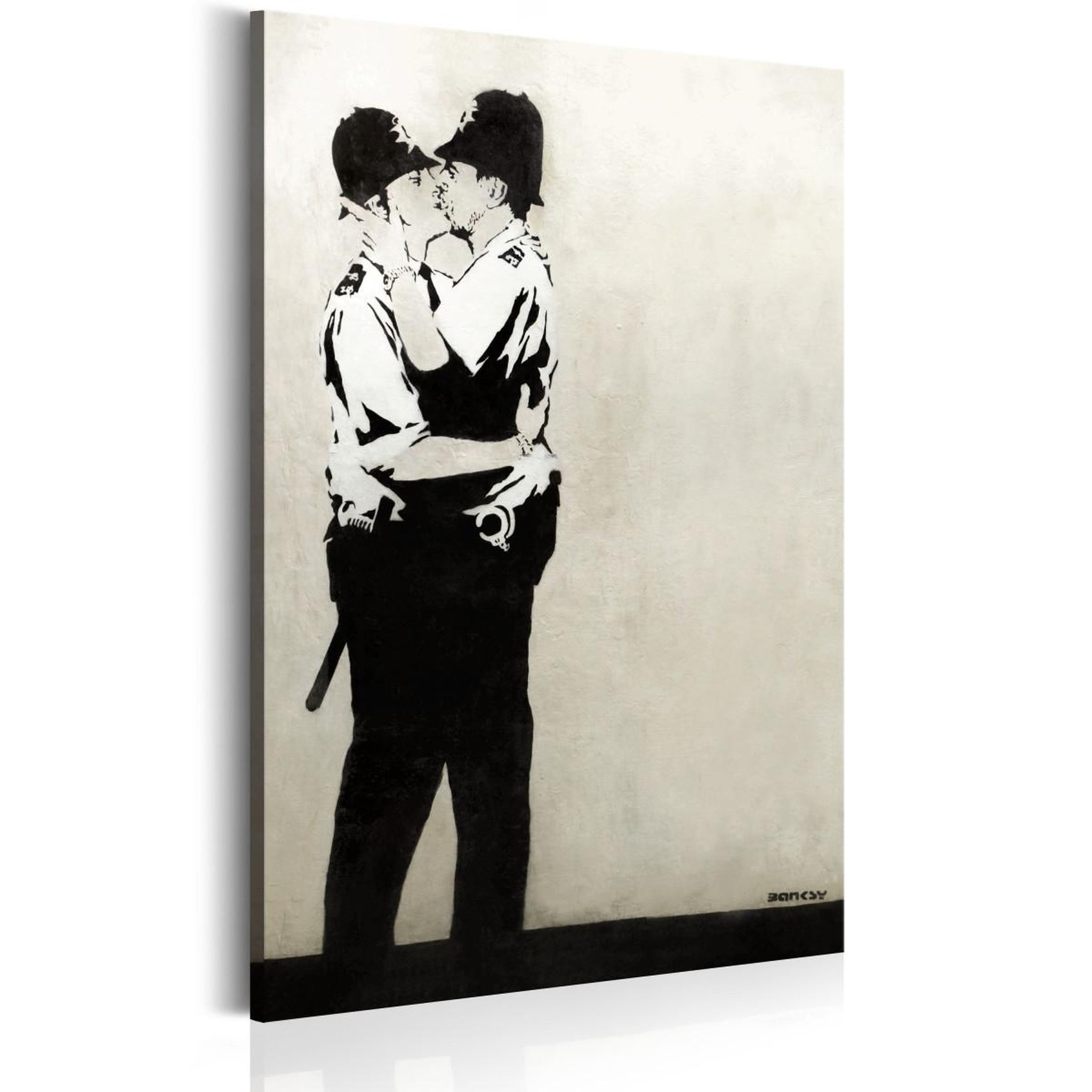 Paris Prix Tableau imprimé  kissing coppers - banksy. Coloris disponibles : Multicolore