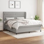 VIDAXL Sommier a lattes de lit avec matelas Gris clair 180x200cm Tissu