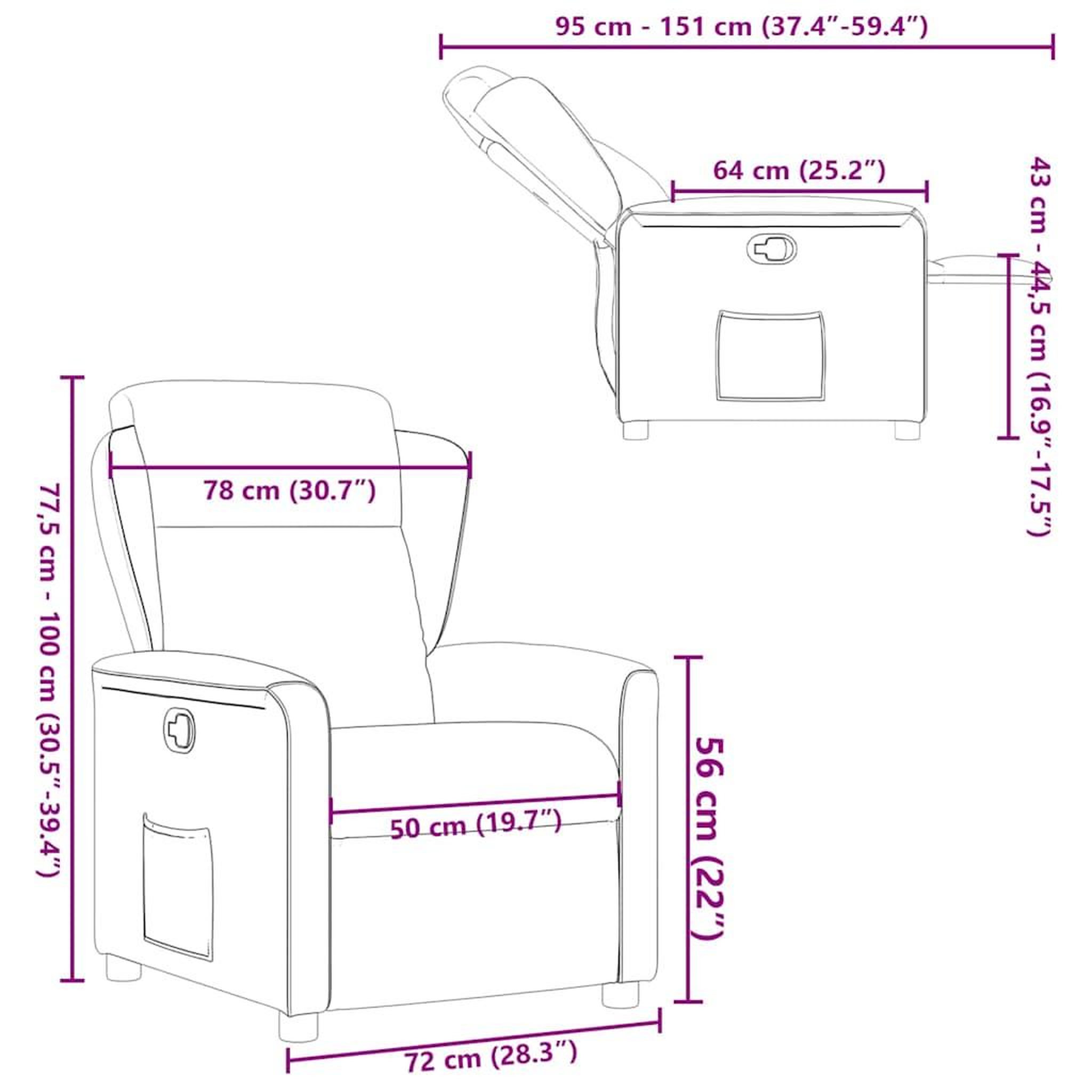 Voir la diapositive 6 : VIDAXL Fauteuil inclinable Noir Tissu