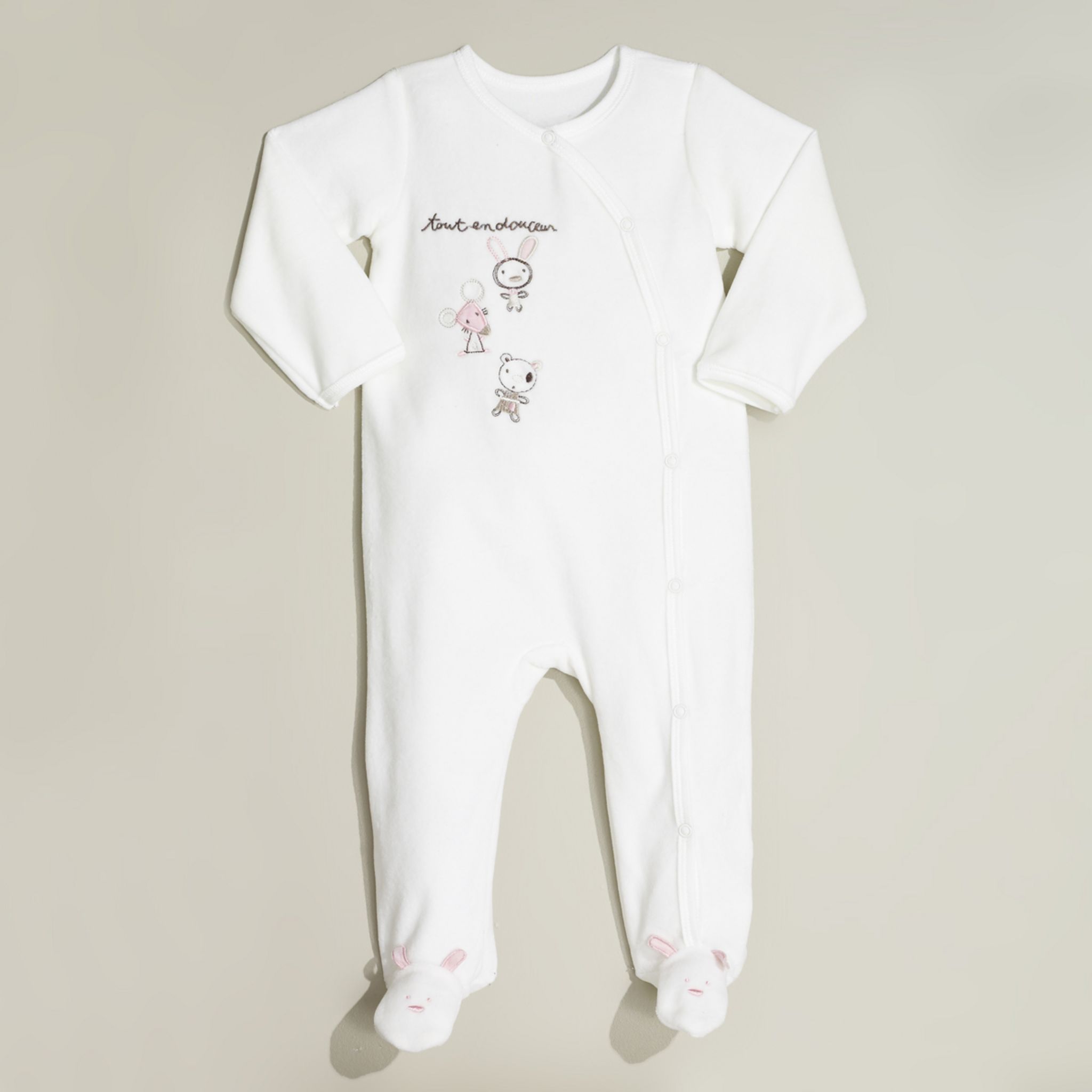 Pyjama velours ouverture devant pas cher Auchan.fr