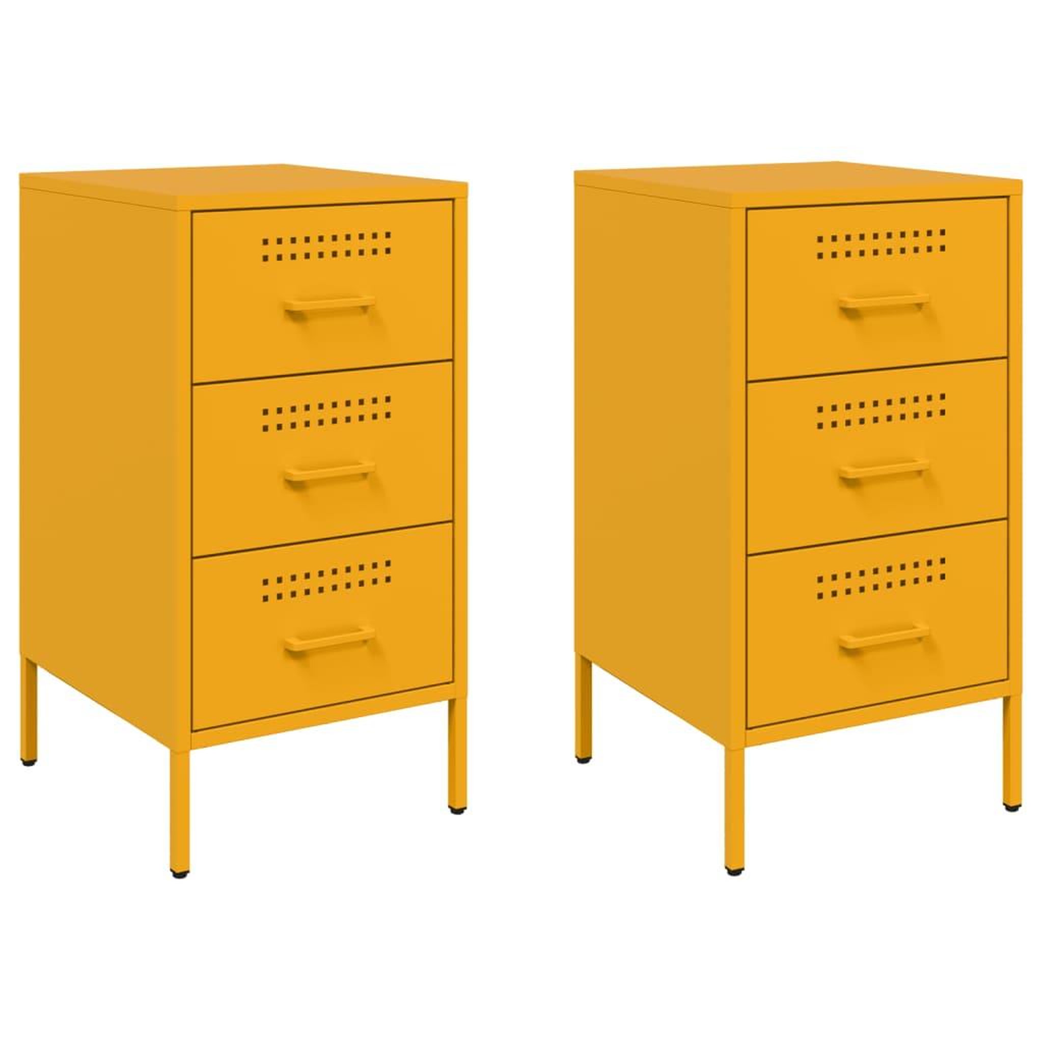 Voir la diapositive 2 : VIDAXL Tables de chevet 2 pcs jaune moutarde 36x39x68 cm acier