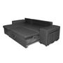 Voir la diapositive 8 : Canapé d'angle convertible avec coffre 3 places + 2 poufs à droite et étagère à gauche MACHA