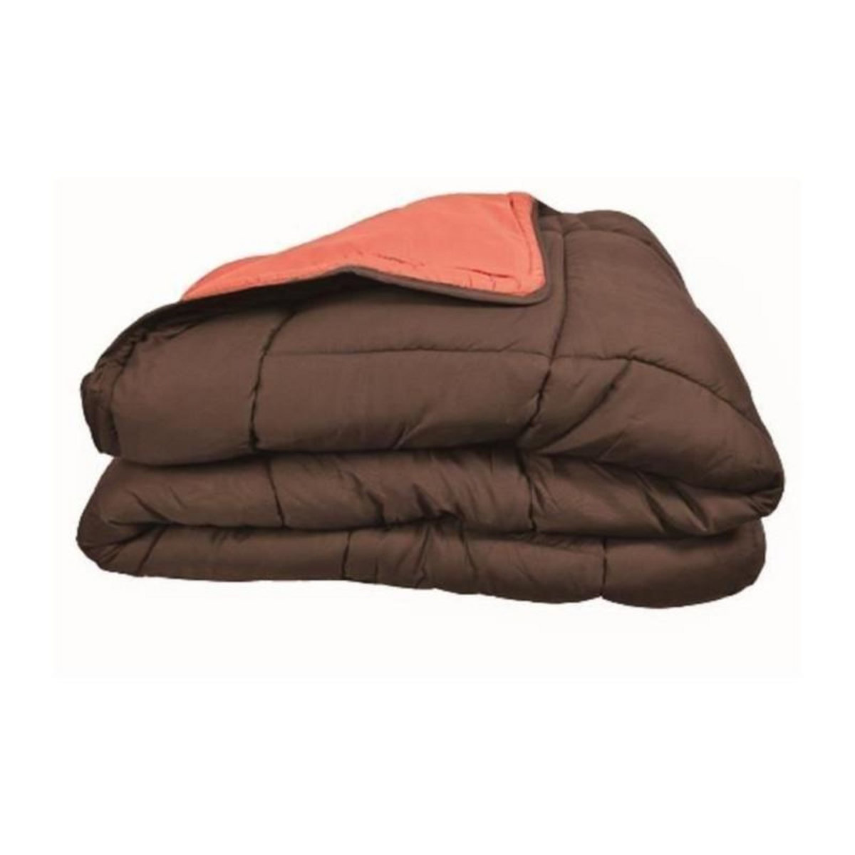 GENERIQUE Couette Microfibre 400g/m² CALGARY Chocolat & Corail 200x200cm