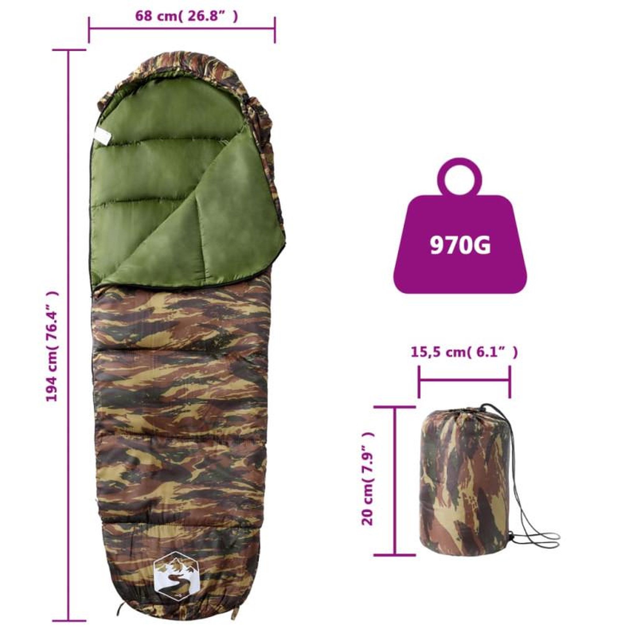 Voir la diapositive 5 : VIDAXL Sac de couchage momie pour adultes camping 3 saisons