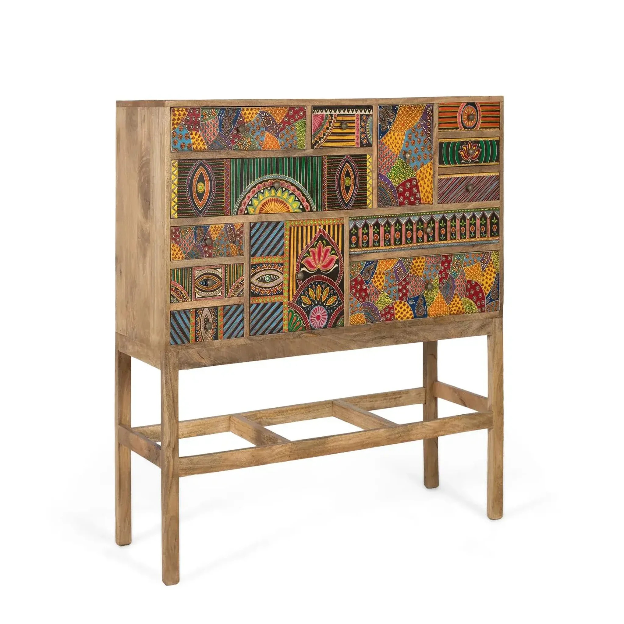 Voir la diapositive 2 : GINER Y COLOMER SL Console en bois de manguier 100 cm style boho ethnique