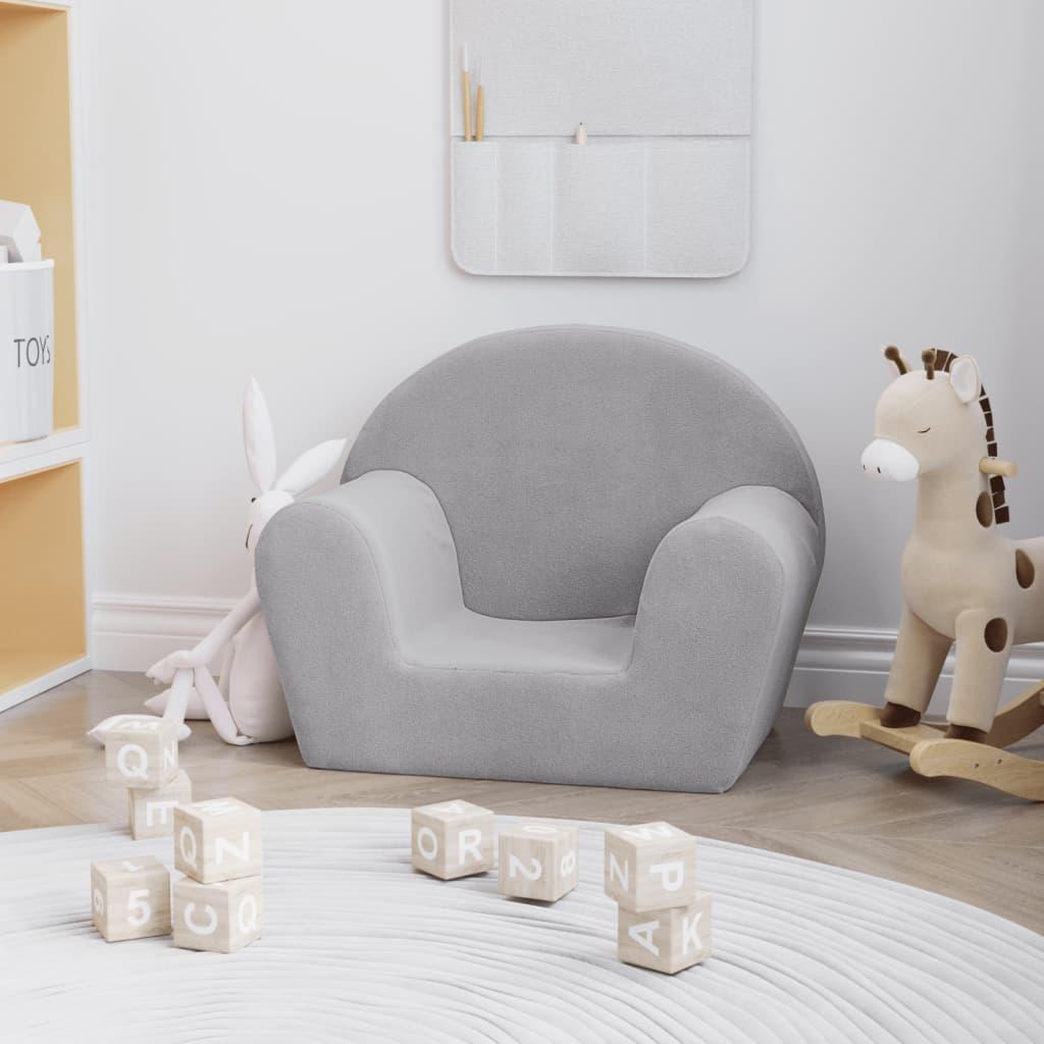 VIDAXL Canape pour enfants gris clair peluche douce