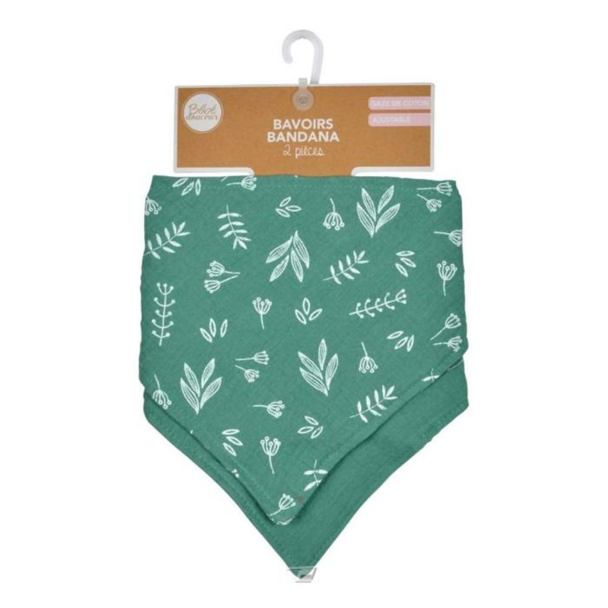 Paris Prix Lot de 2 Bavoirs Bébé  Bandana  41cm Vert Foncé