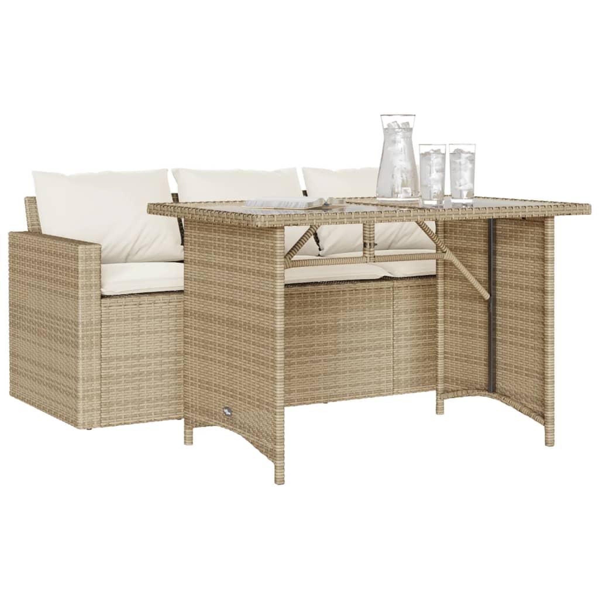 Voir la diapositive 3 : VIDAXL Ensemble a manger de jardin et coussins 2 pcs beige poly rotin
