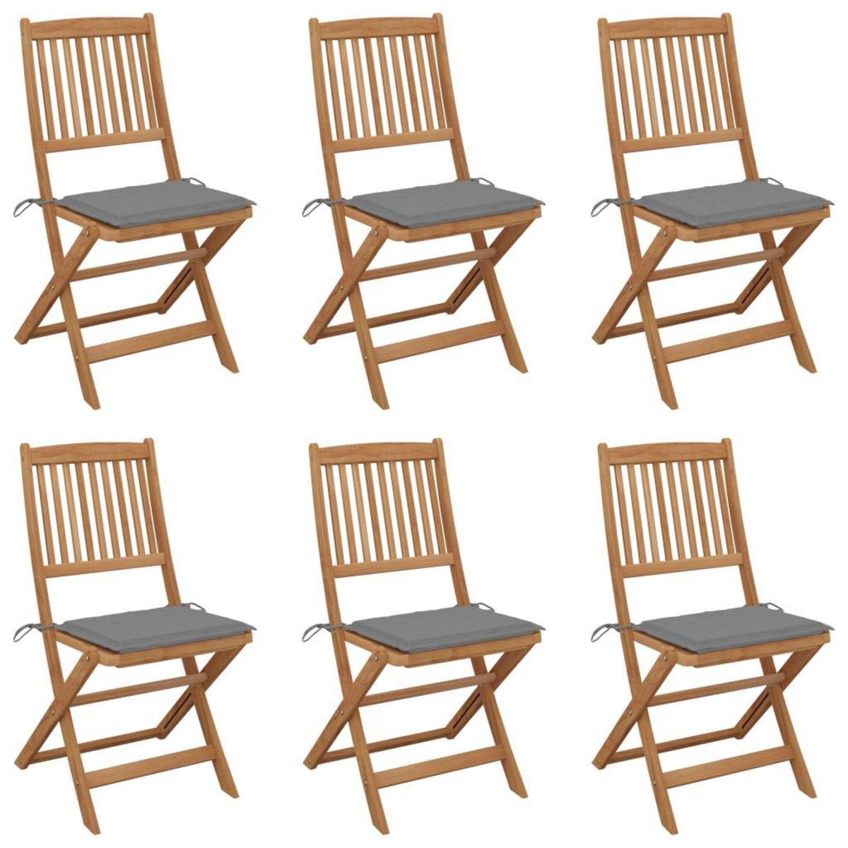 VIDAXL Chaises pliables de jardin lot de 6 avec coussins Bois d'acacia