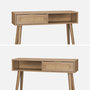 Voir la diapositive 5 : SWEEEK Console décor bois et cannage arrondi . Eva. 1 tiroir. 1 niche. pieds scandinaves. L 100 x l 29 x H 81cm