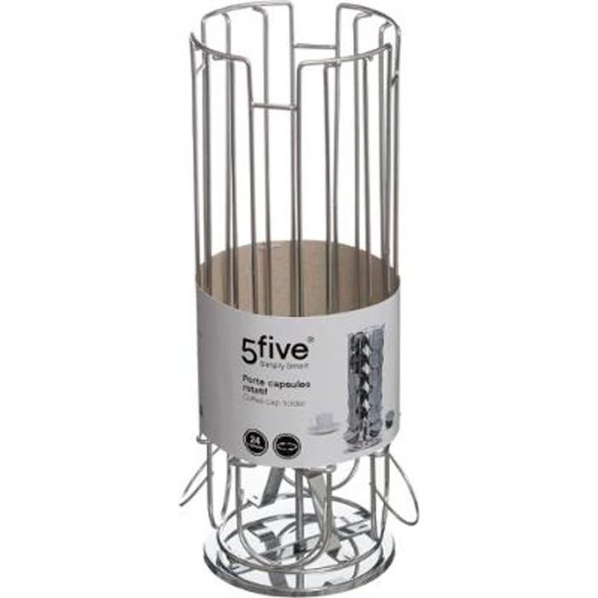 Voir la diapositive 2 : FIVE Porte 24 Capsules Rotatif  Coffee  31cm Argent