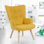 Voir la diapositive 2 : ID MARKET Fauteuil scandinave IVAR en tissu jaune
