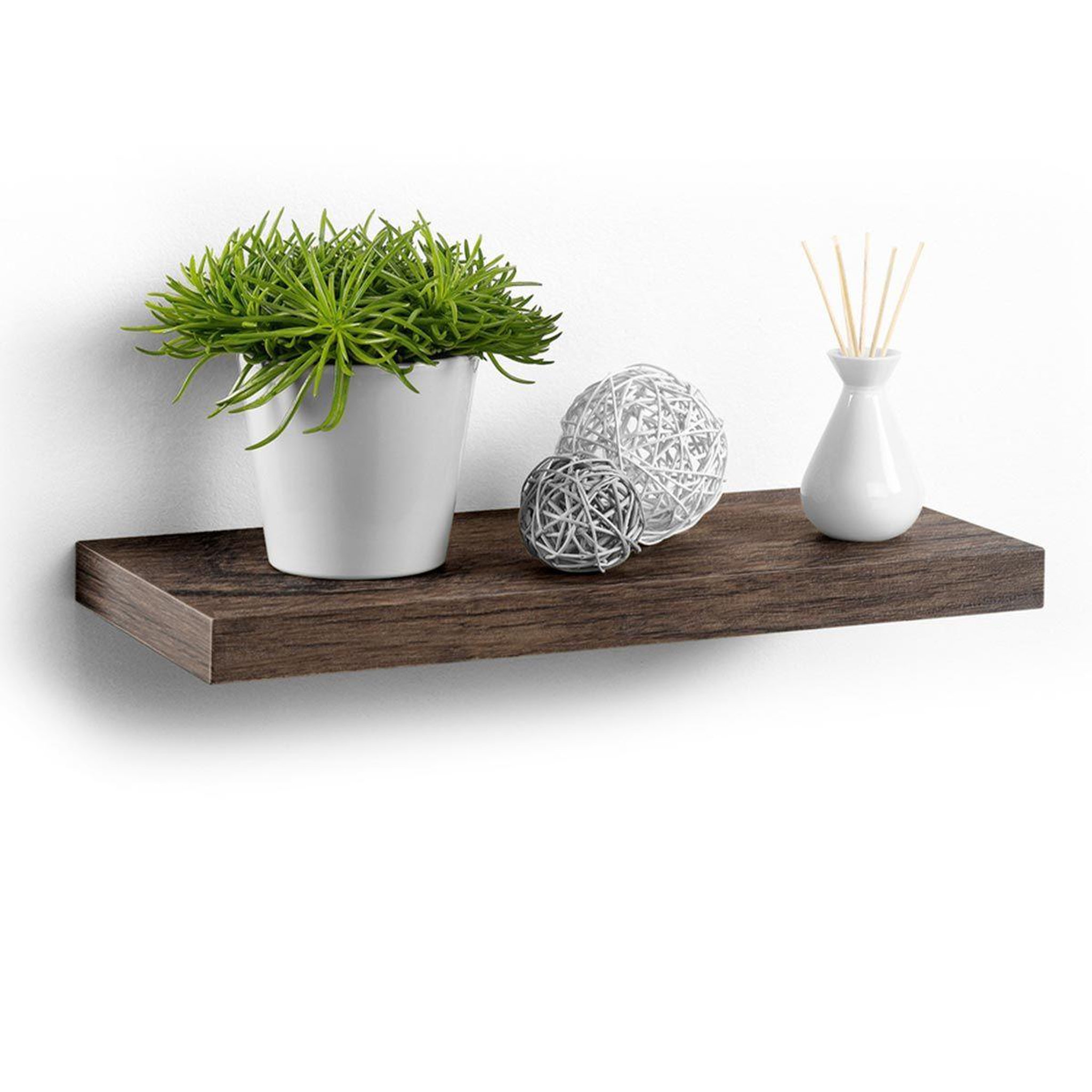 Voir la diapositive 1 : HOMEA Étagère murale design  flottante  50cm noyer