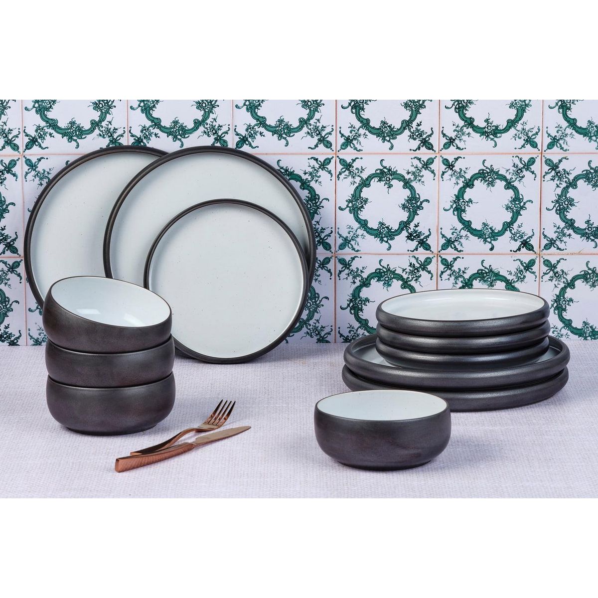 BJORN Service Les Essentiels GOURMET - 12 pièces - Onyx