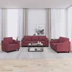 VIDAXL Ensemble de canapes 3 pcs avec coussins rouge bordeaux tissu