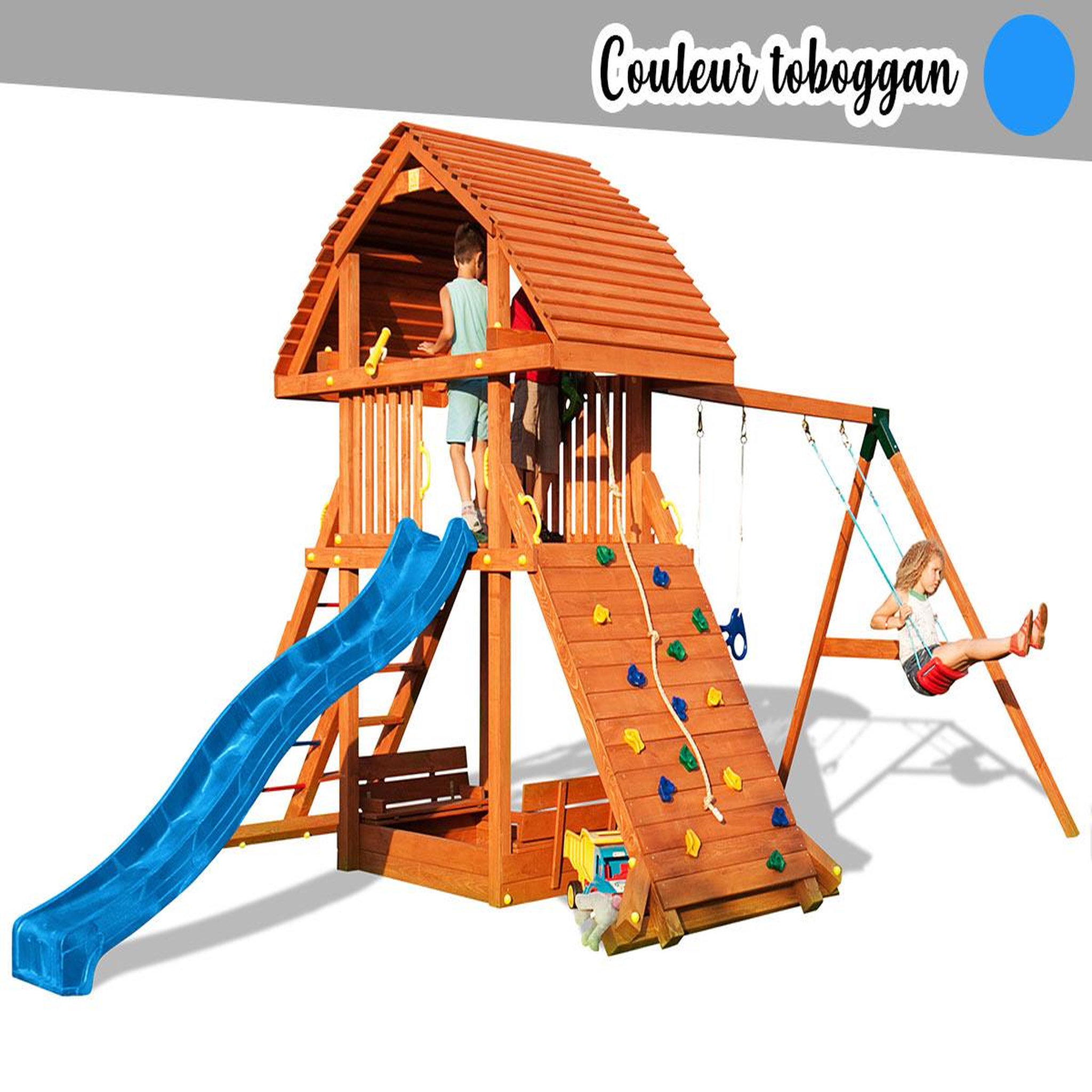 Fungoo Aire de jeux giant move + beach - toboggan bleu - fungoo