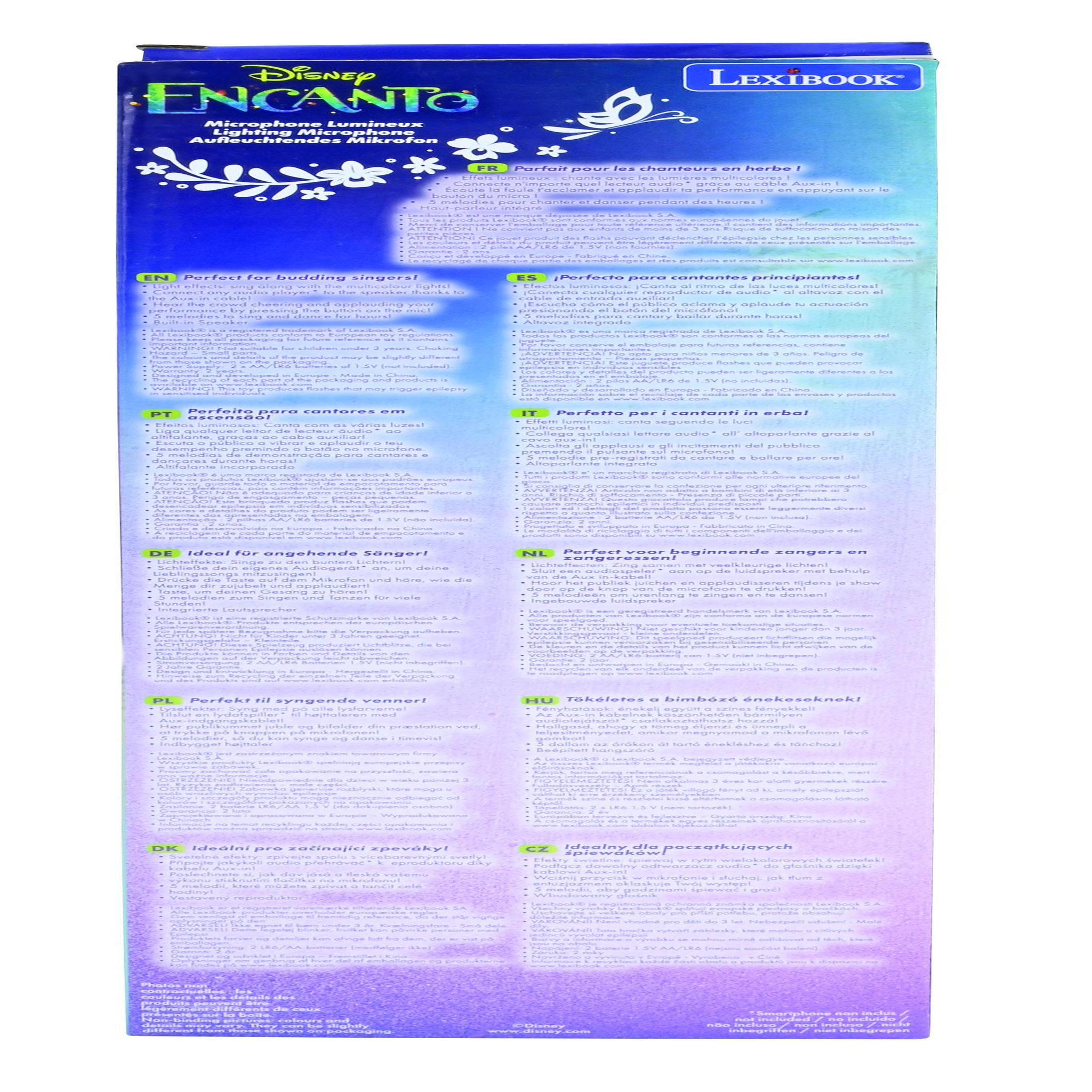 Voir la diapositive 4 : Lexibook Microphone Encanto avec tube lumineux et enceinte