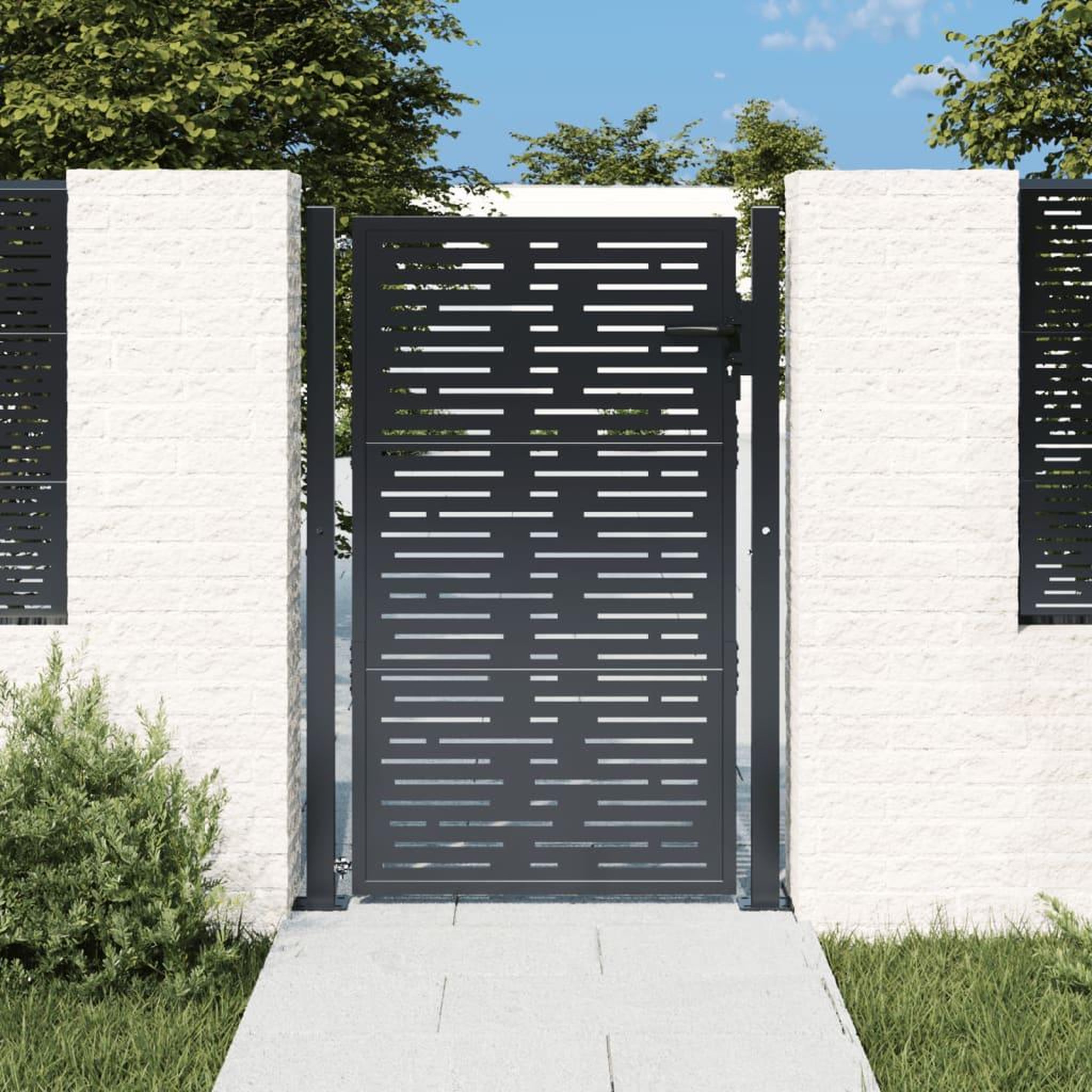 VIDAXL Portail de jardin anthracite 105x155 cm conception de carre