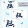 Voir la diapositive 4 : HOMCOM Tricycle enfants évolutif canne, pare-soleil pliable amovible effets lumineux sonores métal blanc PP bleu