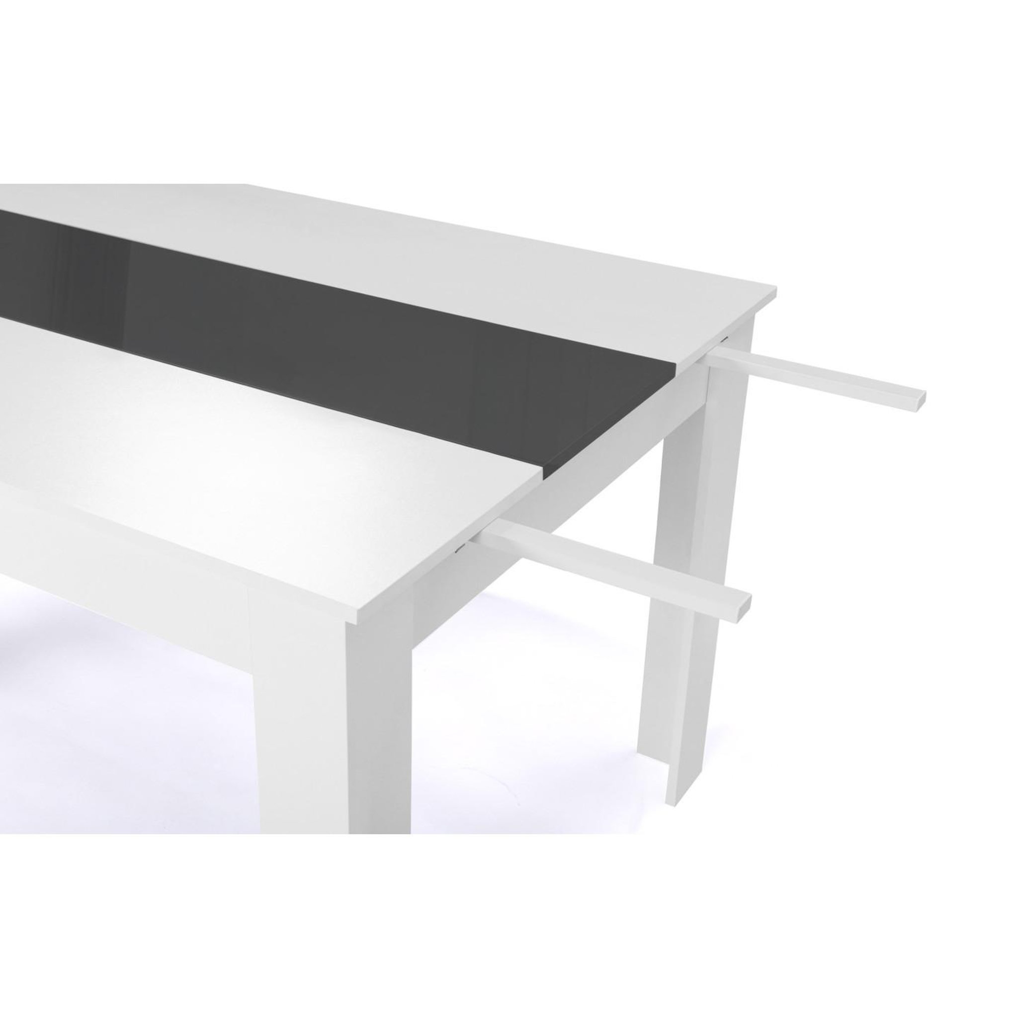 Voir la diapositive 6 : ID MARKET Table à manger extensible rectangle georgia 6-10 personnes blanche et grise 140-220 x 90 cm